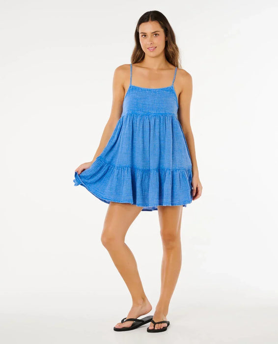 Rip Curl Classic Surf Cover Up in bright blue, sleeveless beach dress for women