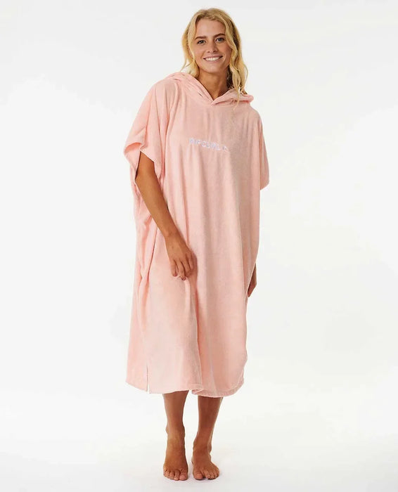 Rip Curl peach hooded surf changing towel for women, watersports poncho style.