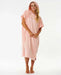 Rip Curl peach hooded surf towel poncho for women, perfect for changing after watersports