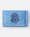 Rip Curl distressed blue denim wallet with embroidered logo, surf accessories