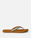 Rip Curl open toe flip flop sandal with brown sole and rainbow strap detail