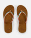 Rip Curl brown open toe flip flops with rainbow straps, ideal for watersports and beachwear