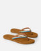 Rip Curl brown open toe flip flops with rainbow strap, watersports beachwear