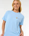 Rip Curl relaxed fit mid blue t-shirt with floral logo, women's surf clothing