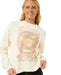 Rip Curl Luna Relaxed Crew bone coloured sweatshirt with sun and vintage graphic, surf clothing