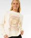 Rip Curl Luna Relaxed Crew cream sweatshirt with sun graphic, surf clothing for women