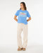 Rip Curl Malibu relaxed cornflower blue surf tee with palm tree graphic, women's surf clothing