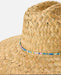 Rip Curl straw surf sun hat with natural weave and colourful blue trim detail