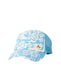 Rip Curl blue floral trucker cap with mesh back, ideal for watersports and surfwear