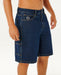 Rip Curl denim walkshorts in true indigo, men's surf clothing, watersports wear.
