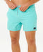 Rip Curl aqua men's volley board shorts with elastic waistband and drawstring front