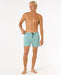 Rip Curl men's blue lagoon volley board shorts with black drawstring, surf apparel