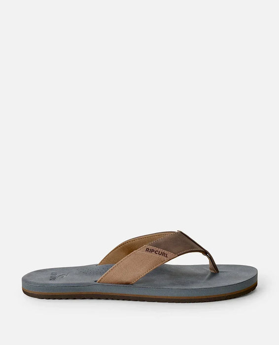 Rip Curl Oxford Bloom open toe flip flop in dark grey and brown, side view