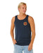 Rip Curl men's dark navy tank vest with logo graphic, ideal surf clothing