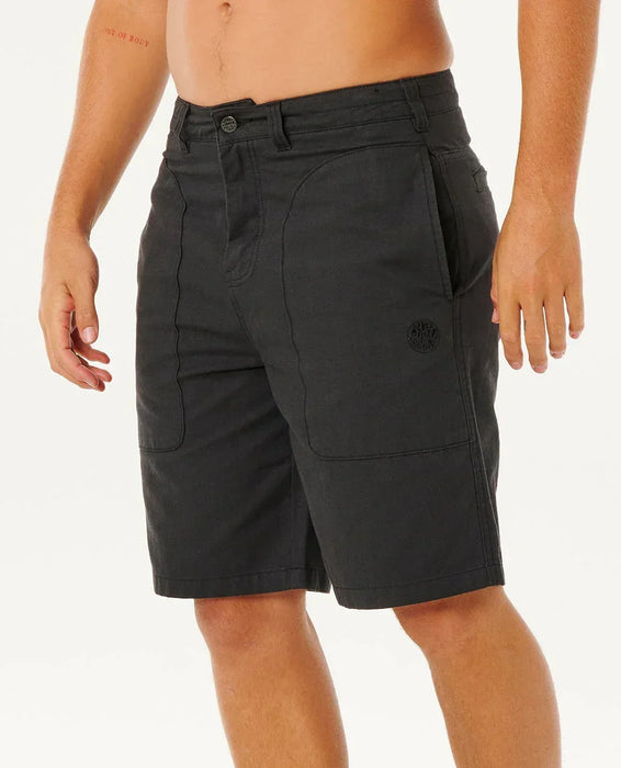Rip Curl men's surf walkshorts in washed black, casual beachwear clothing
