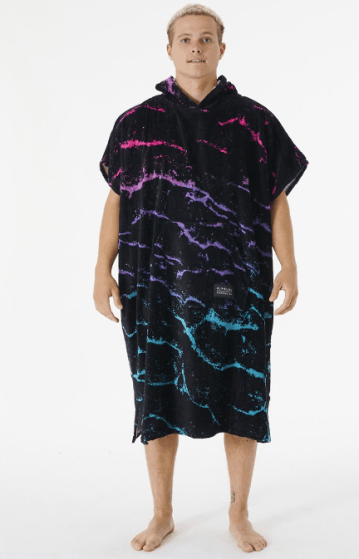 Rip Curl Print Hooded Poncho Towel Black Blue - Boardworx