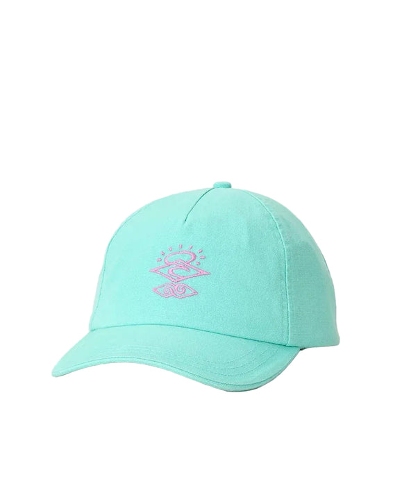 Rip Curl light sea blue cap with embroidered logo, surf hat for watersports lifestyle