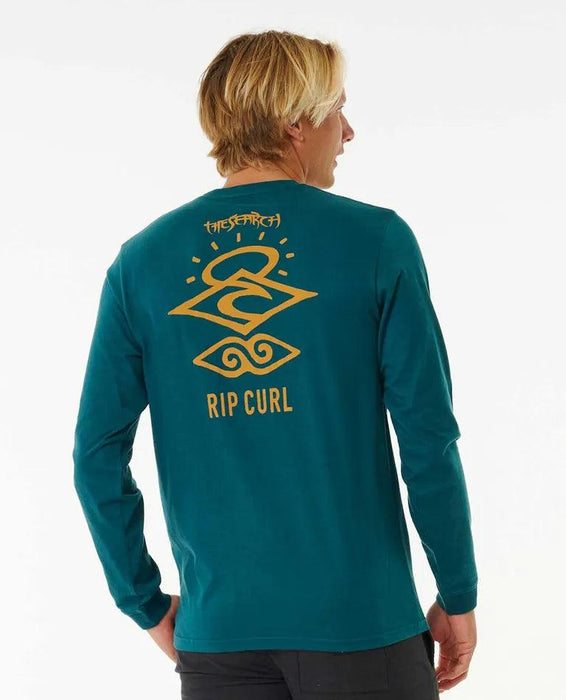 Rip Curl Search Icon Long Sleeve Tee Blue Green - Boardworx