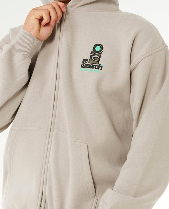 Rip Curl Search zip thru hoody in stone color with chest logo, surf clothing