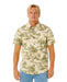 Rip Curl men's short sleeve shirt, vintage white with green tropical print, surf style