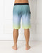 Rip Curl men's boardshorts with blue to yellow gradient, back view, elastic waist