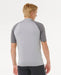 Rip Curl men's grey marle short sleeve UPF50 rash vest for watersports, rear view