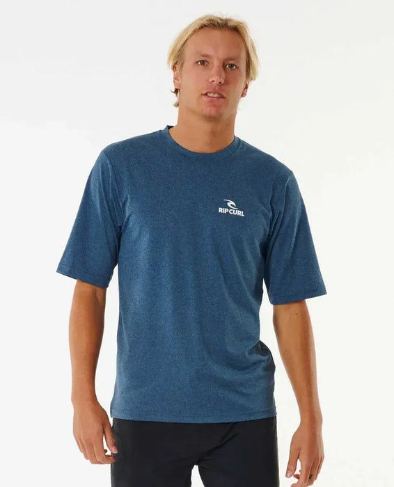 Rip Curl navy marle short sleeve rash vest for men, watersports surf shirt