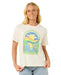 Rip Curl Sun and Sea relaxed fit women's surf tee in bone colour with vibrant beach graphic