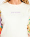 Rip Curl crew fleece sweatshirt with pastel logo and colourful wavy print sleeves