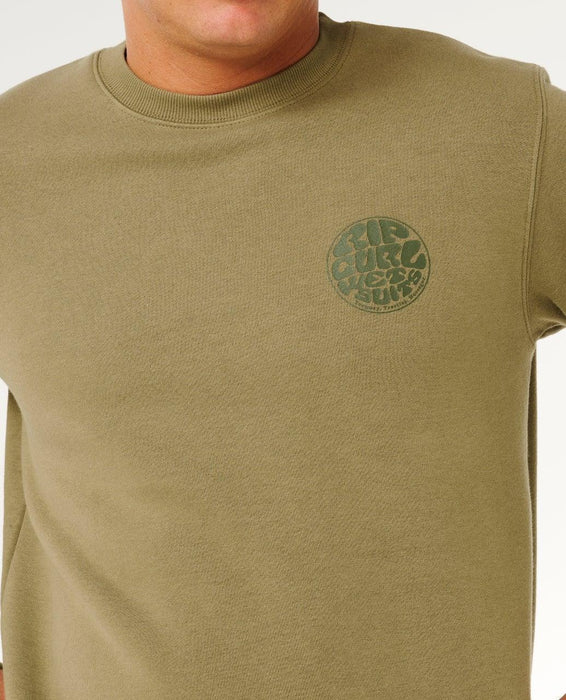 Rip Curl olive green crew neck surf sweatshirt with chest logo detail