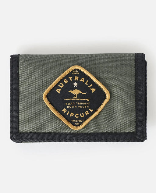 Green wallet with Rip Curl Australia logo on a white background