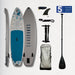 Sandbanks Ultimate Blue 10'6 inflatable paddle board package with paddle, pump, fin, leash and rucksack