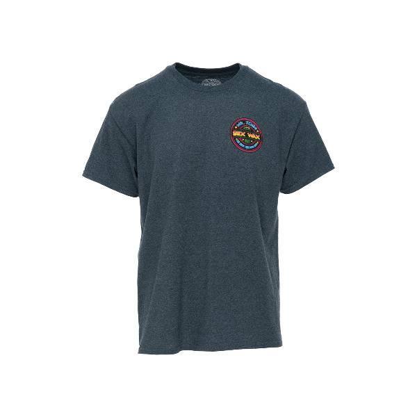Sex Wax neon logo T-shirt, dark heather grey, surf clothing with chest graphic