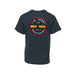 Mr Zog's Sex Wax neon logo dark heather grey surf t-shirt, back view