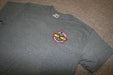 Mr. Zog's Sex Wax neon logo t-shirt in dark heather grey, surf clothing.