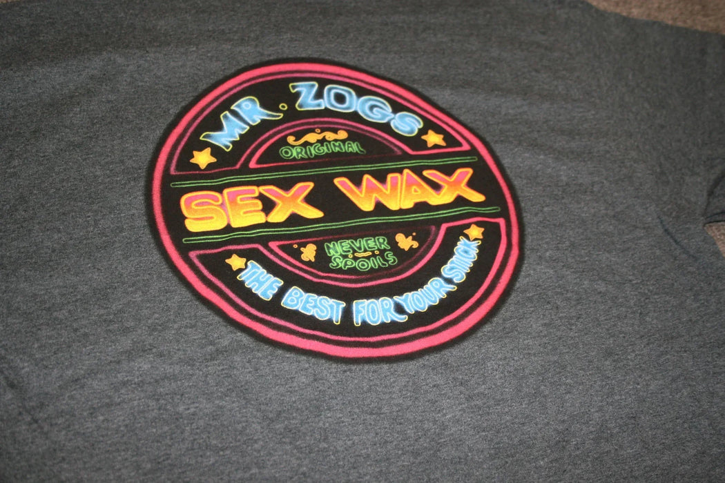 Mr Zogs Sex Wax neon logo graphic tee in dark heather grey surf t-shirt