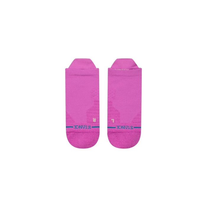 Stance mid tab socks in berry pink, low cut style with blue logo and left-right markings
