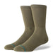 Stance green crew socks with ribbed texture and subtle logo, surf clothing accessory