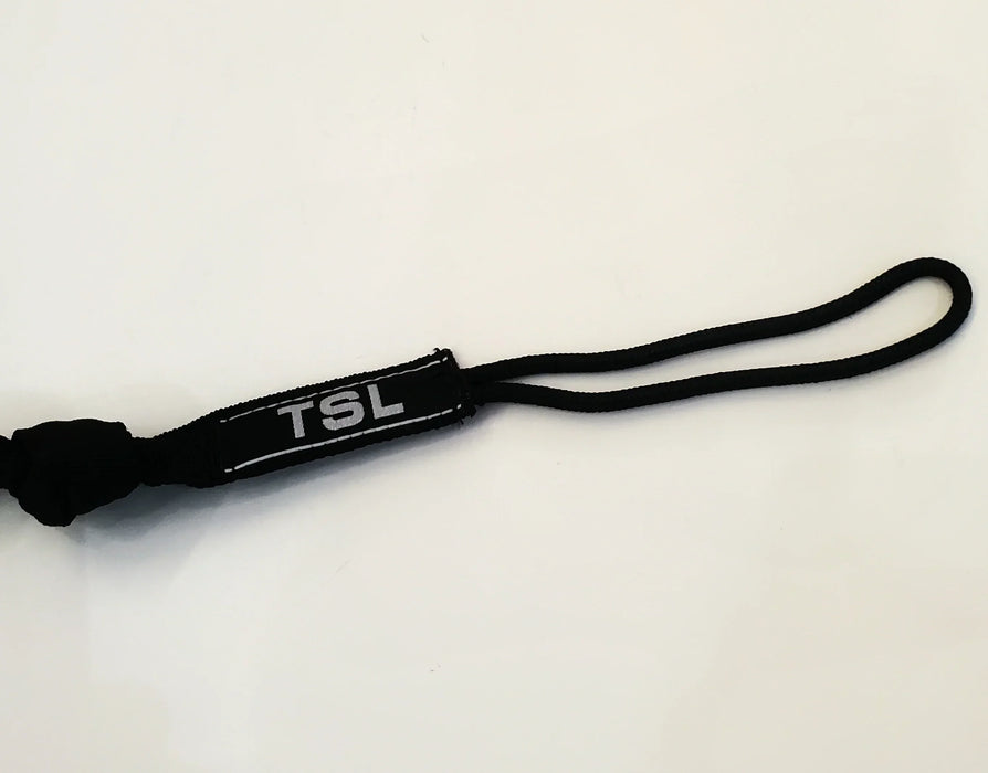 TSL black windsurfing sail uphaul rope with loop on white background