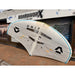 Used Duotone Unit SLS 5.5m 2025 wing foiling wing, full wing outside the Board-Worx shop, white with blue and yellow tips