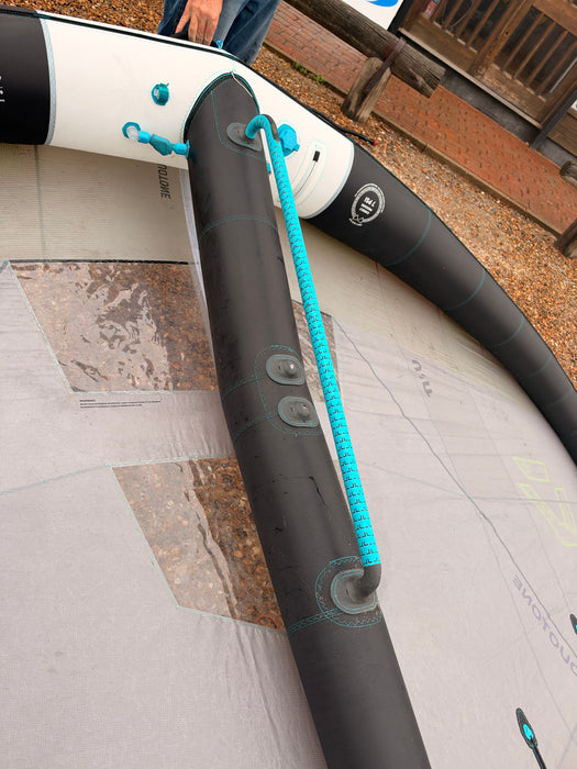 Underside view of the used Duotone Unit wing with boom attached