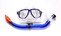 Vision Dive adult silicone mask and snorkel set with blue and orange accents