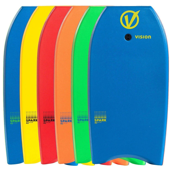 Vision Spark 42 body boards in assorted colors, stacked front-facing