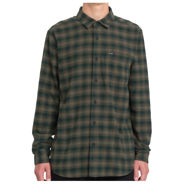 Volcom Caden plaid long-sleeve shirt in Wintermoss