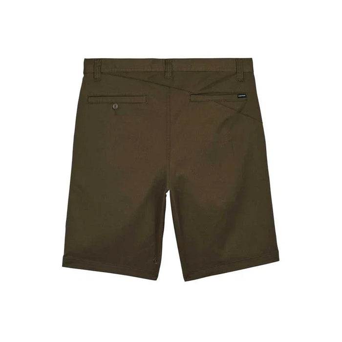 Volcom Sage green back view shorts with buttoned and zip pockets