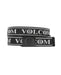 Black and white belt with Volcom logo on a light gray background