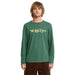 Volcom vineyard green long sleeve tee with logo, surf clothing for men