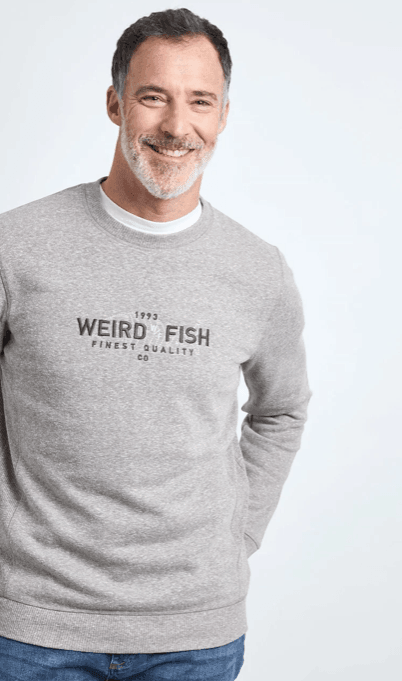 Weird Fish Larkspur Recycled Organic Snow Marl Sweatshirt Grey - Boardworx
