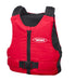 Yak Blaze red buoyancy aid with front zip and black buckle, displayed upright.