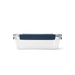 Yeti large food storage container with navy blue lid, clear base, for outdoor and watersports use